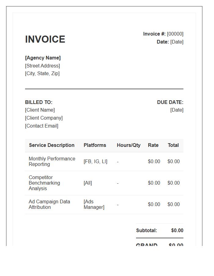 Social Media Analytics Services Invoice Template