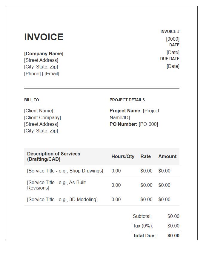 Commercial Drafting Service Invoice Template