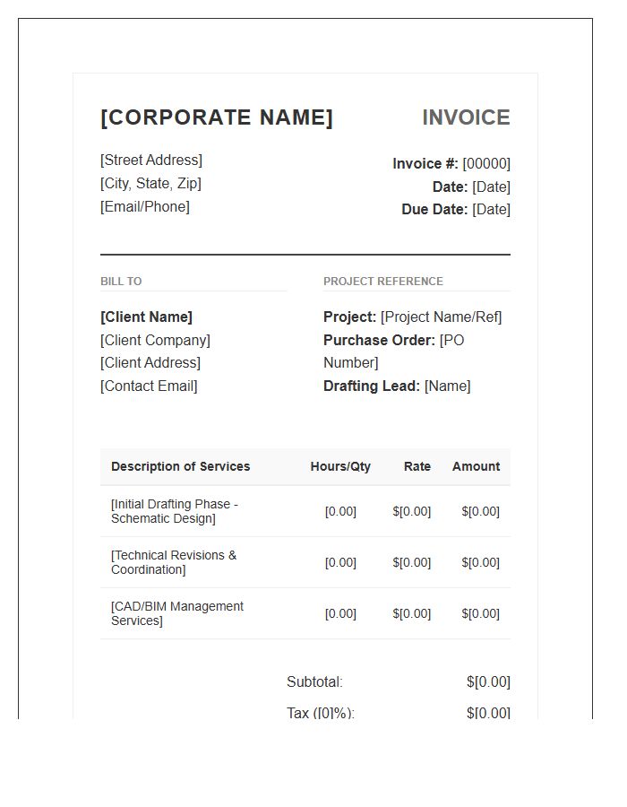Corporate Drafting Business Invoice Template