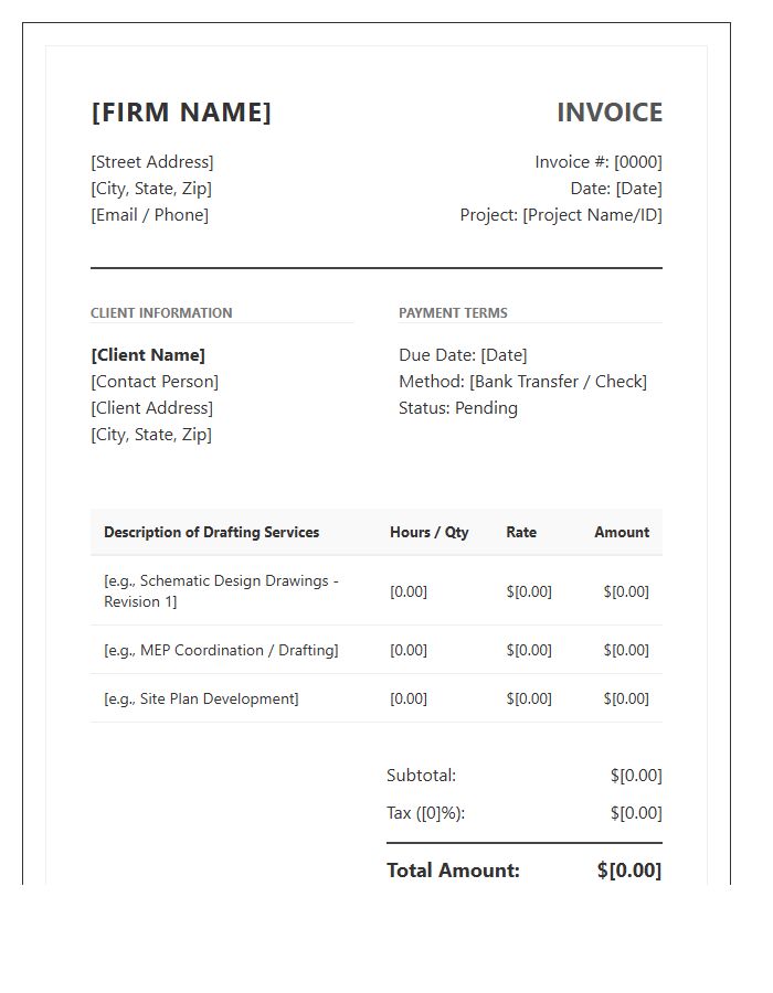 Professional Drafting Firm Invoice Template