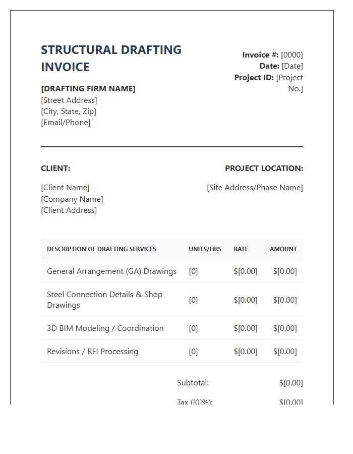 Structural Drafting Services Invoice Template