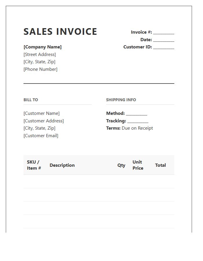 Inventory Based Retail Sales Invoice Template