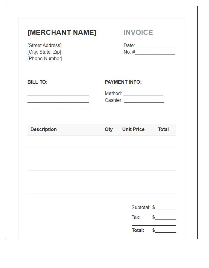 Local Retail Merchant Sales Invoice Template