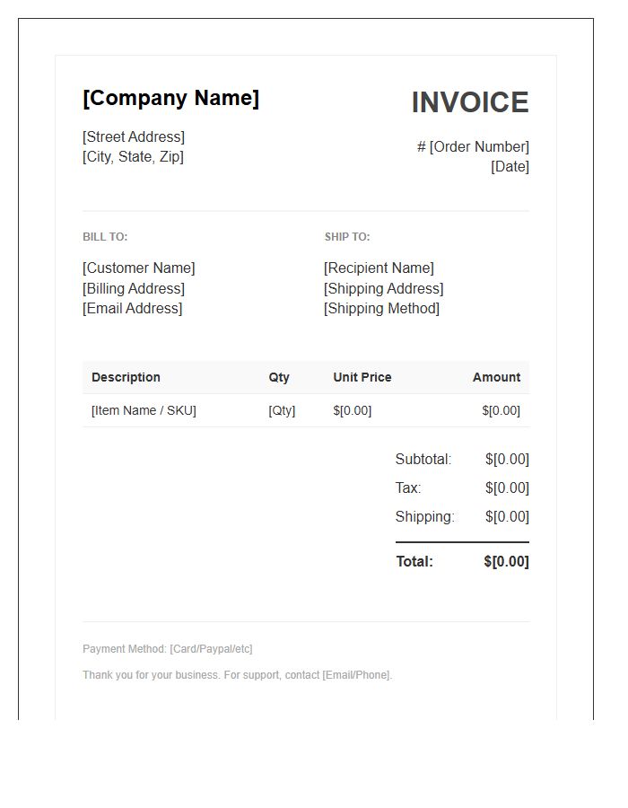 Automated Ecommerce Order Invoice Template