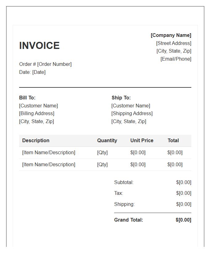 Customer Order Confirmation Invoice Template