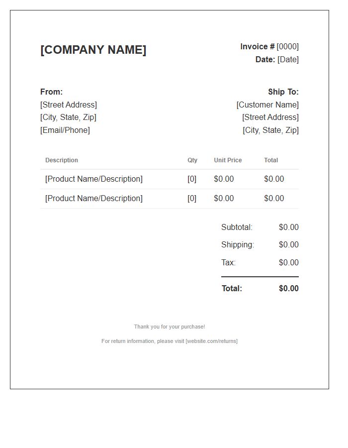 Direct To Consumer Invoice Template