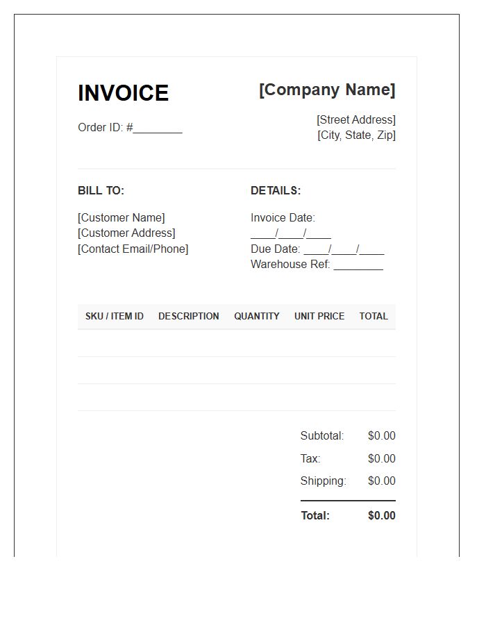 Inventory Management Order Invoice Template