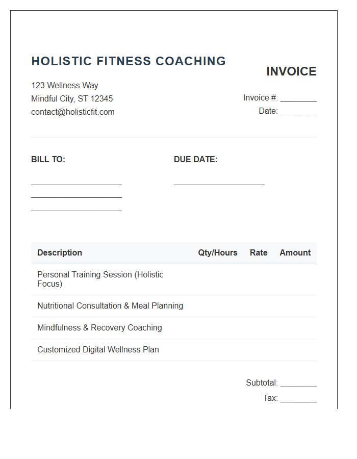 Holistic Fitness Coaching Invoice Template