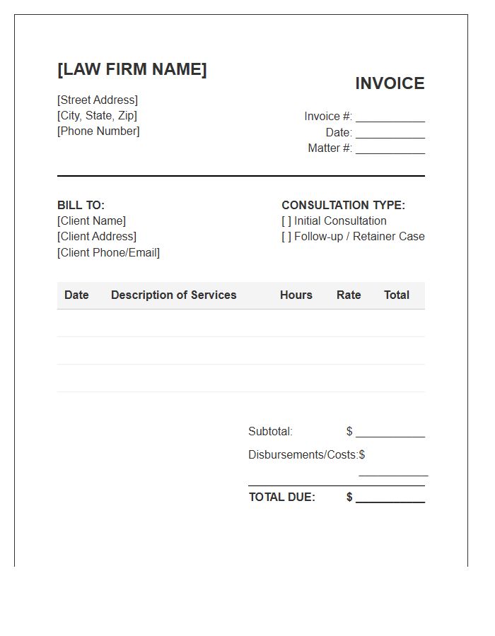 Attorney Consultation Billing Invoice Template