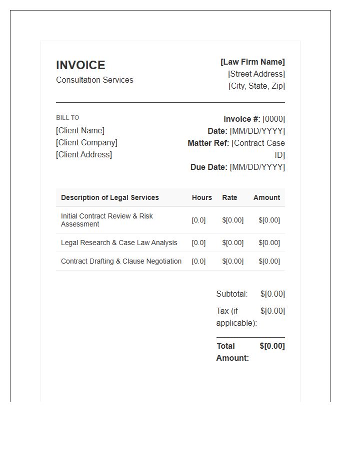 Contract Law Consultation Invoice Template
