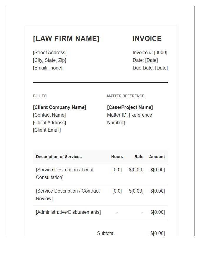 Corporate Legal Consulting Invoice Template