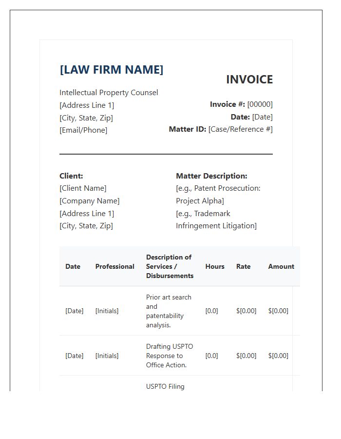 Intellectual Property Legal Invoice Template