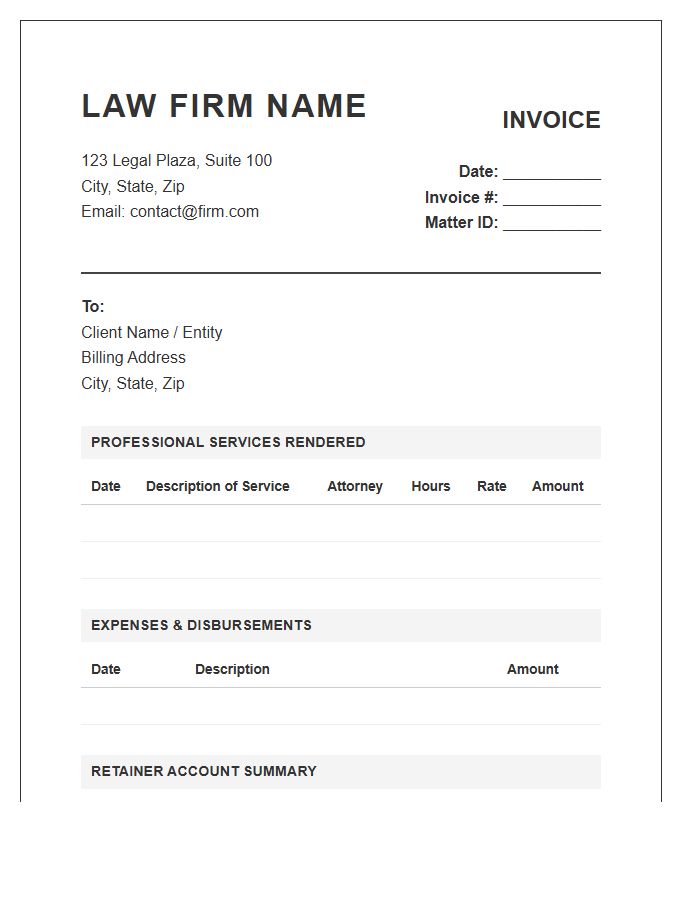 Retainer Based Legal Invoice Template