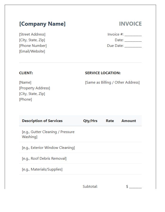 Exterior Home Maintenance Invoice Template