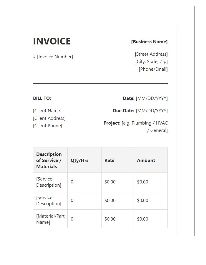 Multi Purpose Home Maintenance Invoice Template
