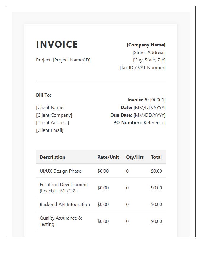 Corporate Web Development Project Invoice Template