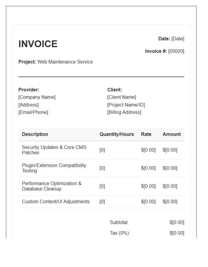 Maintenance Service Web Development Project Invoice Template