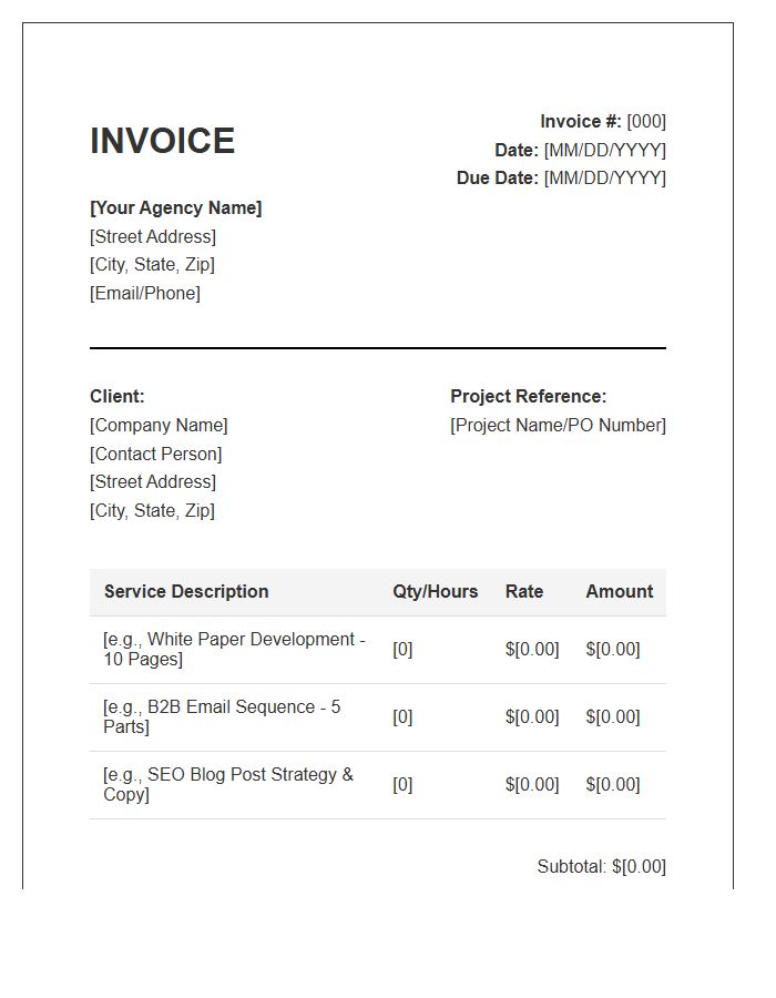 B2B Copywriting Solution Invoice Template