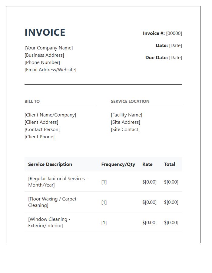 Commercial Cleaning Business Invoice Template