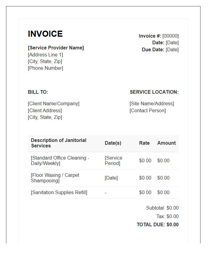 Janitorial Services Invoice Template Format