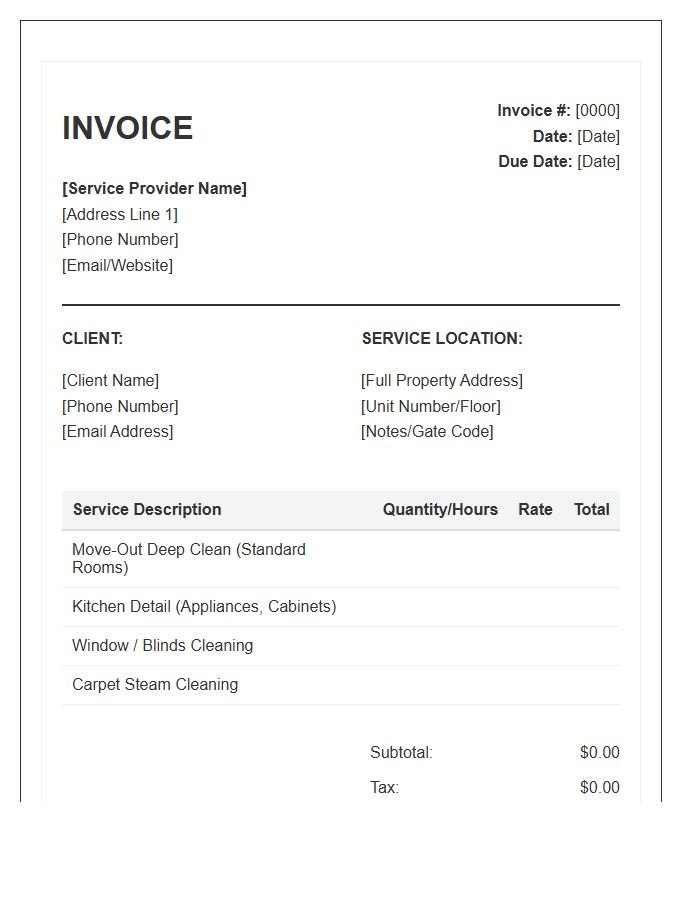 Move Out Cleaning Invoice Template