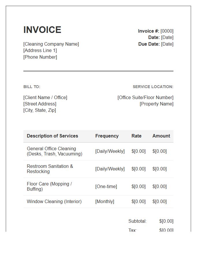 Office Cleaning Service Invoice Template