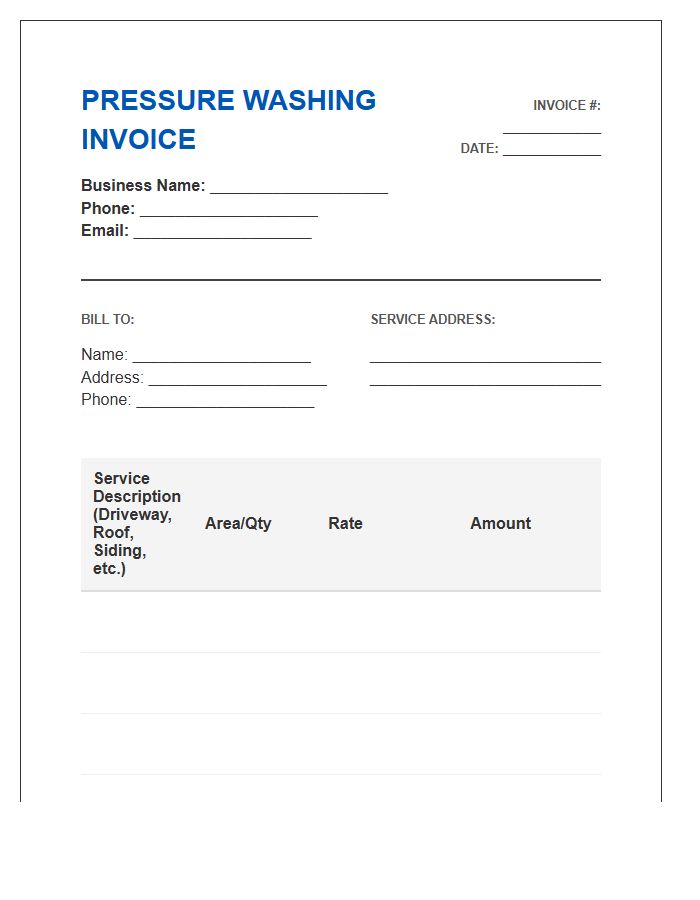 Pressure Washing Cleaning Invoice Template