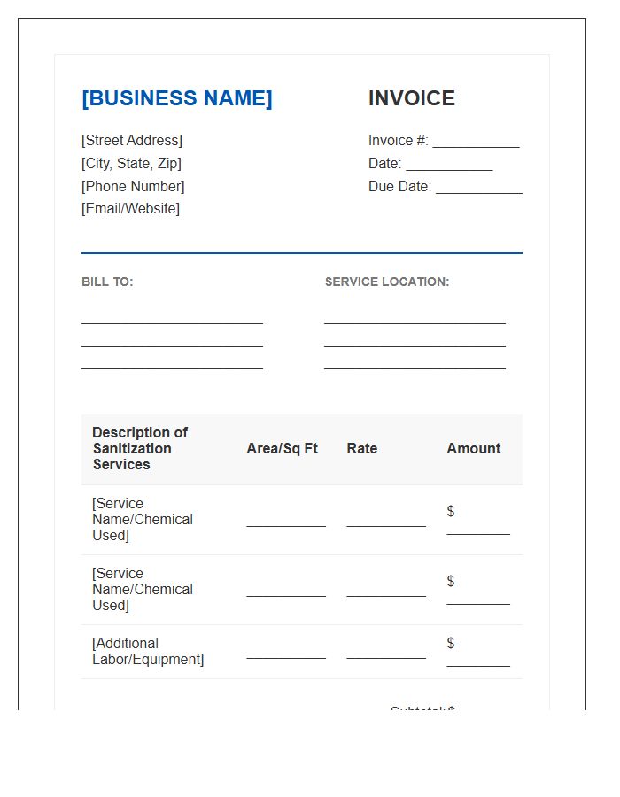 Sanitization Services Business Invoice Template