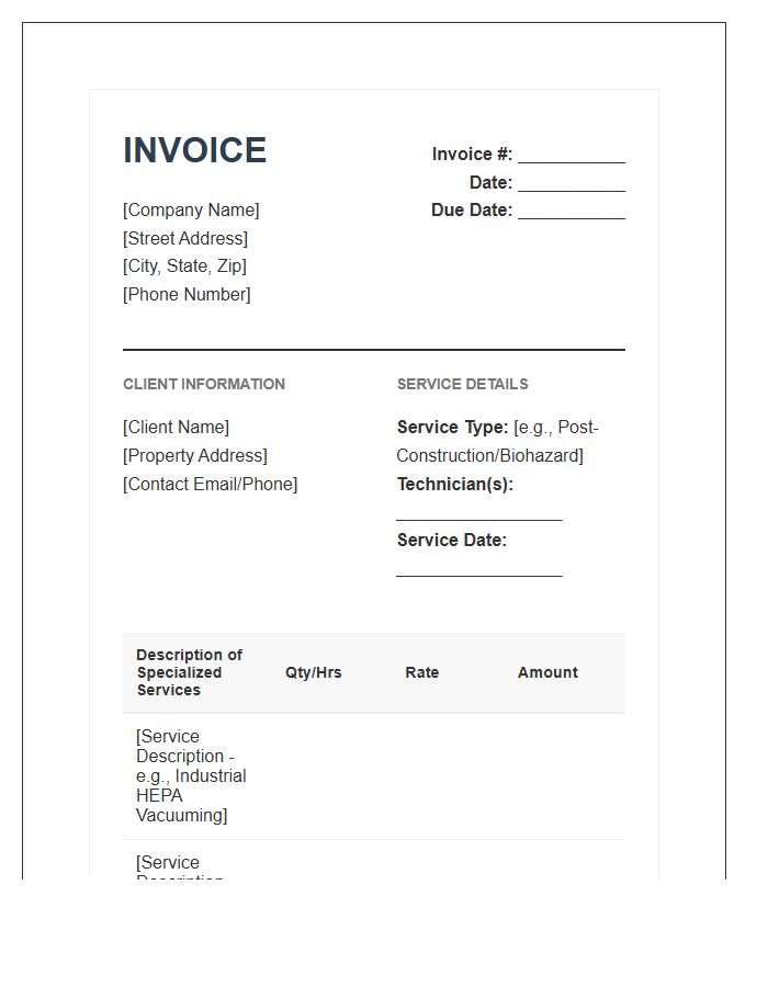 Specialized Cleaning Service Invoice Template