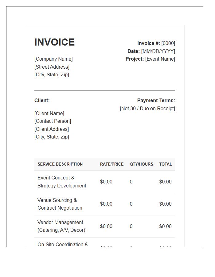 Corporate Event Coordinator Service Invoice Template