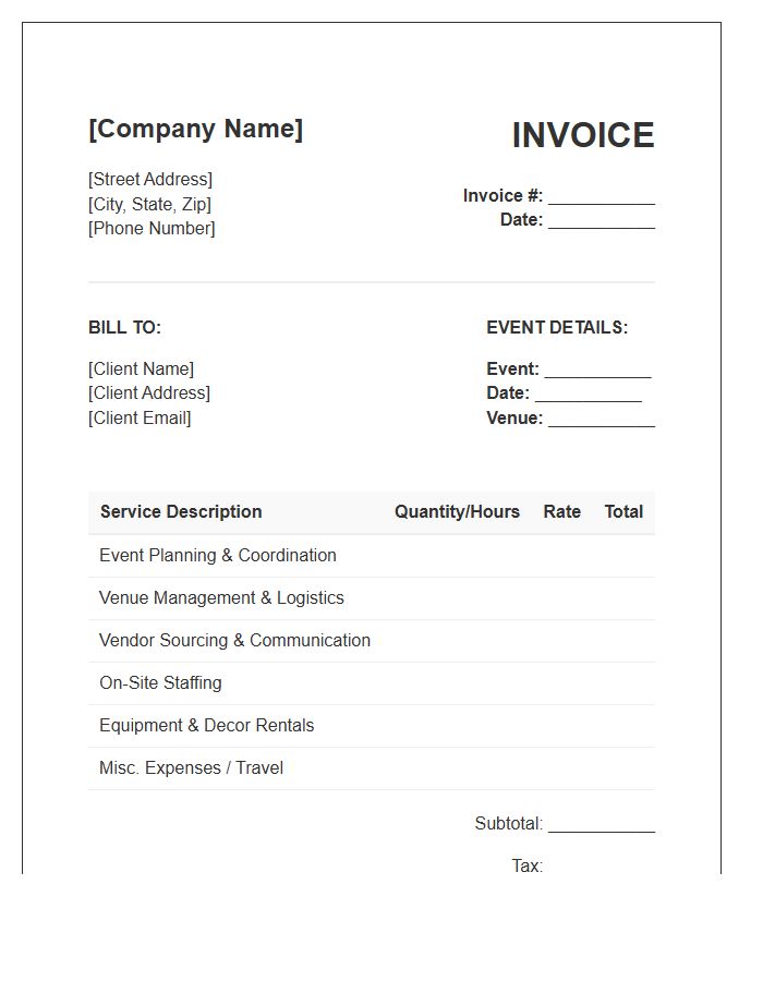 Full Service Event Planning Invoice Template