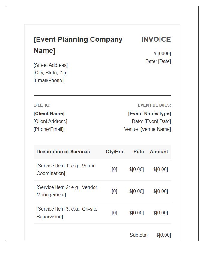Professional Event Planning Service Invoice Template