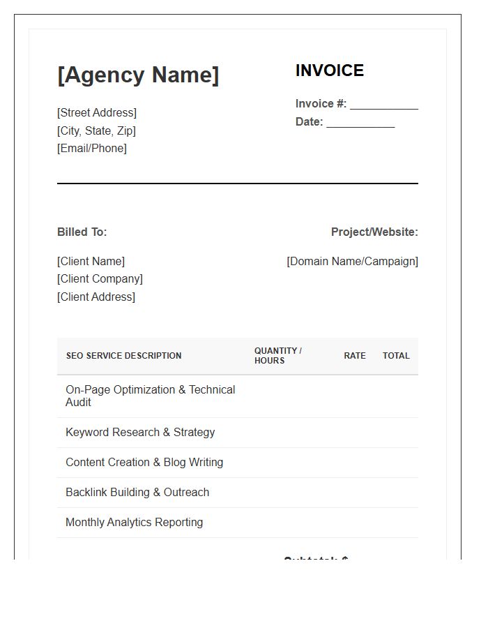 Digital Marketing SEO Invoice Template