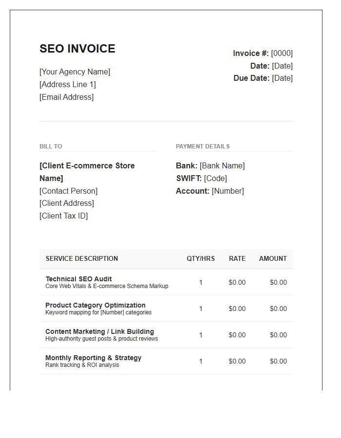 E-commerce SEO Service Invoice Template