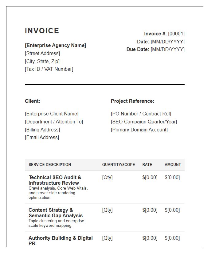 Enterprise SEO Strategy Invoice Template