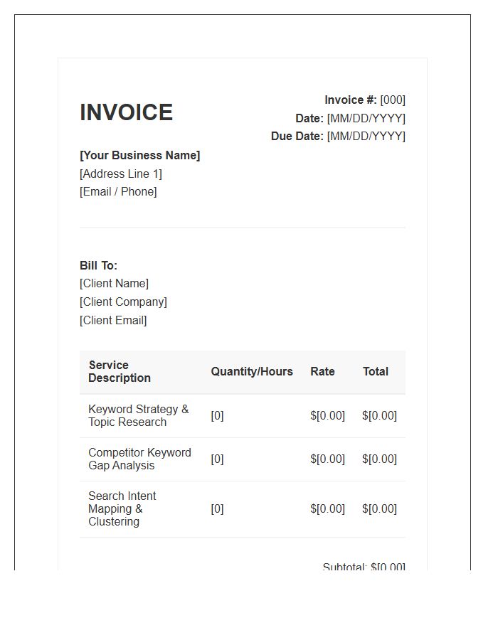 Keyword Research Service Invoice Template