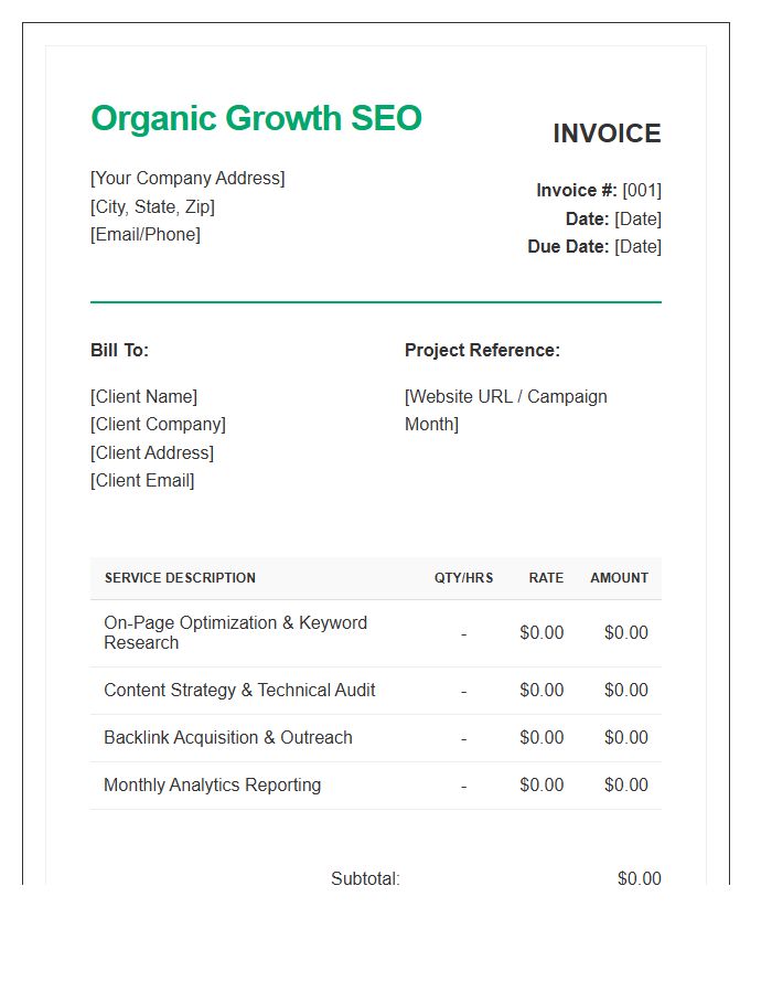 Organic Growth SEO Invoice Template