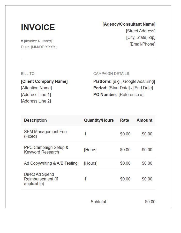 Search Engine Marketing Invoice Template