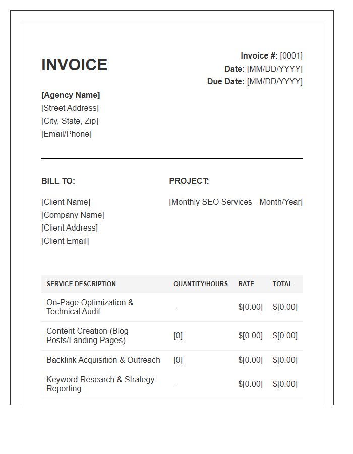 SEO Agency Billing Invoice Template