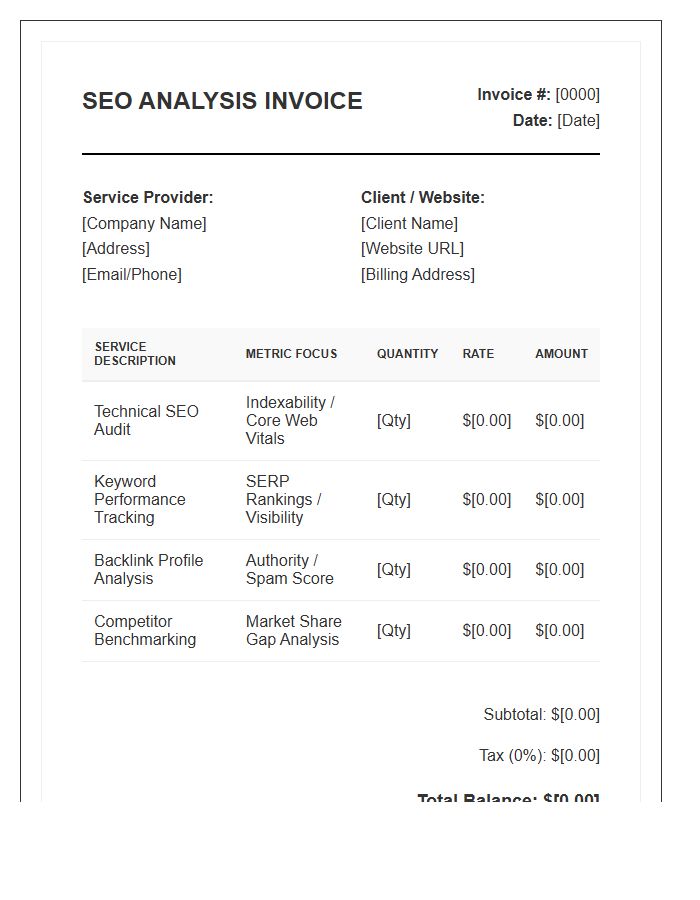 SEO Performance Analysis Invoice Template