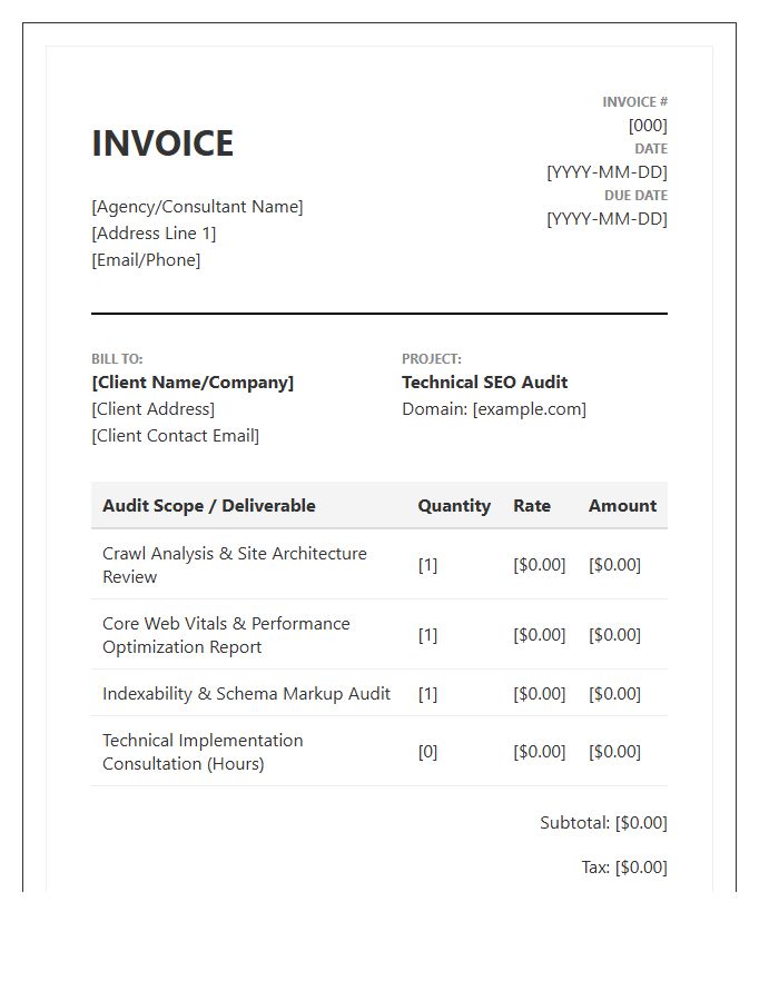 Technical SEO Audit Invoice Template
