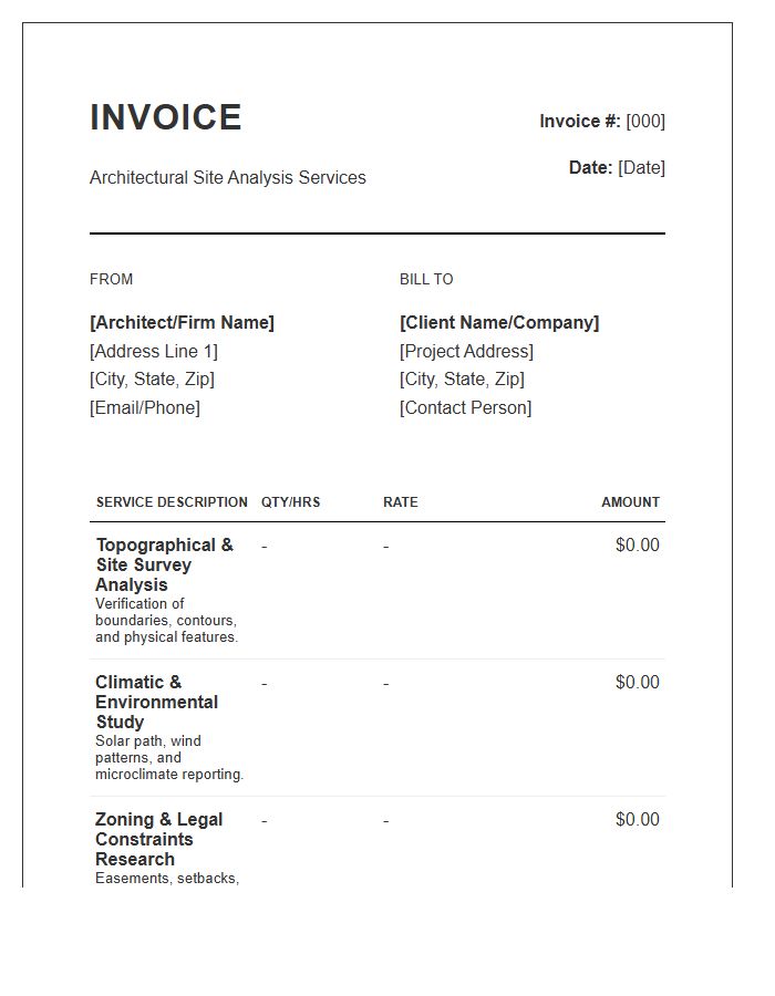 Architectural Site Analysis Project Invoice Template