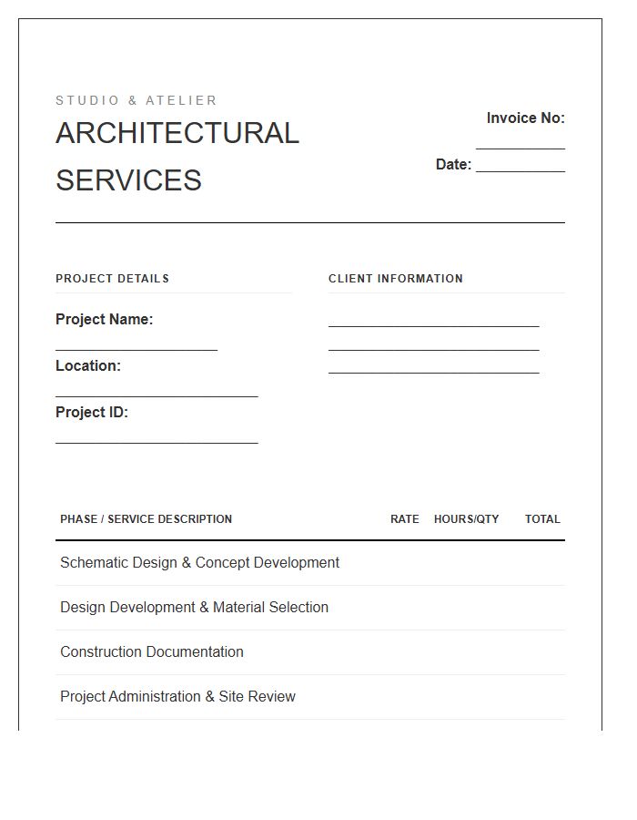 Luxury Residential Architectural Project Invoice Template