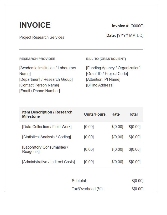Academic Research Project Invoice Template
