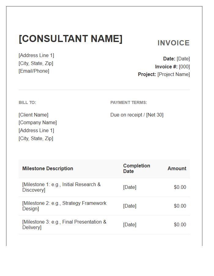 Consulting Services Milestone Invoice Template