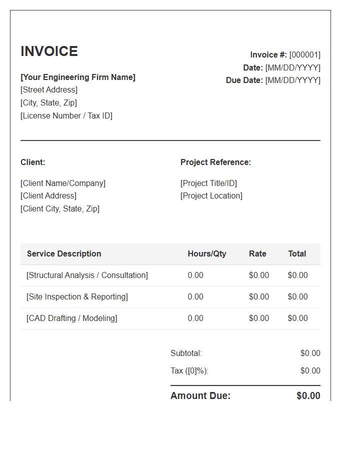 Engineering Consultation Service Invoice Template