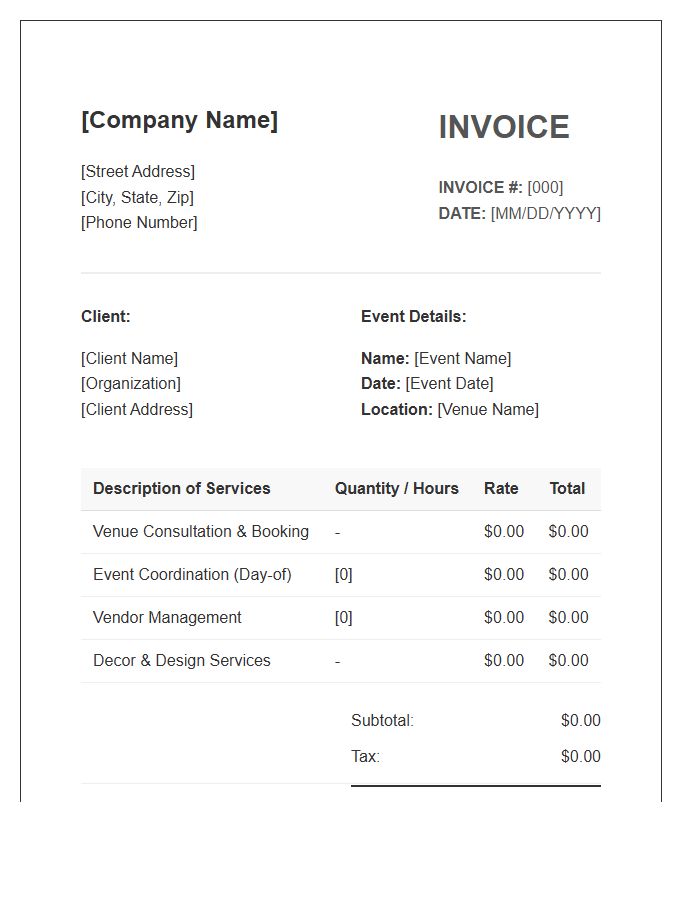 Event Planning Service Invoice Template