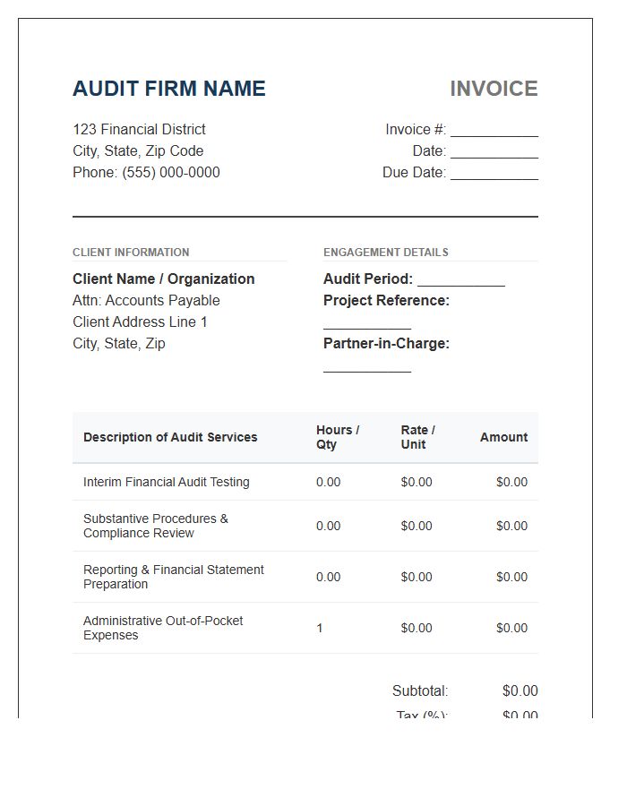 Financial Audit Professional Invoice Template