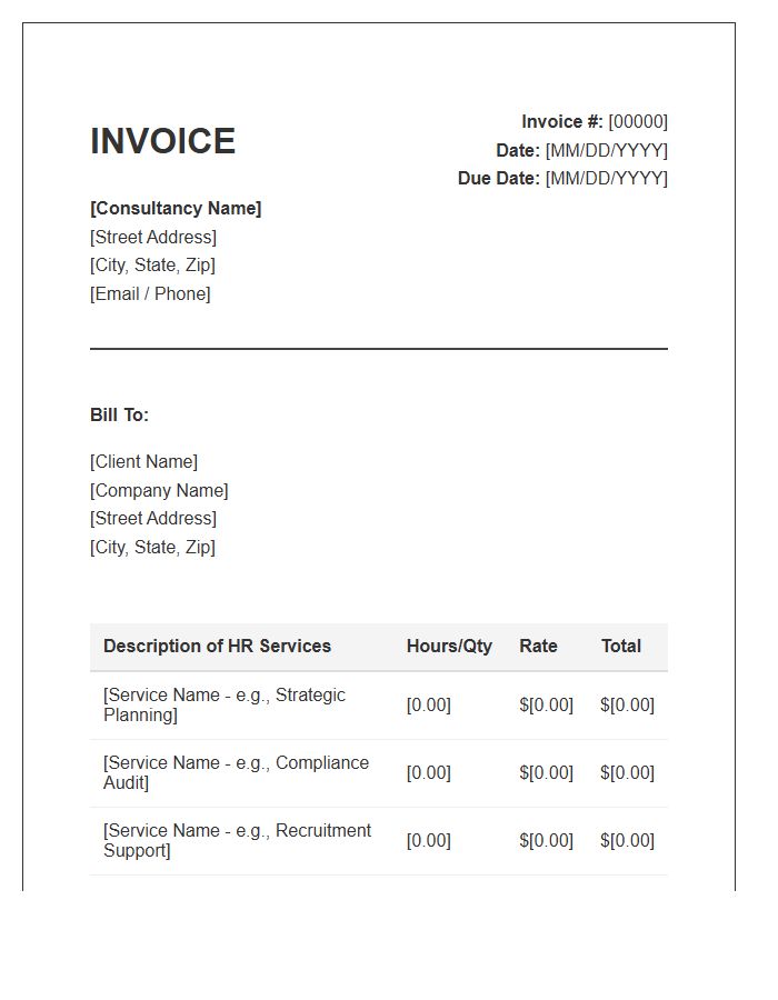 Human Resources Consulting Invoice Template