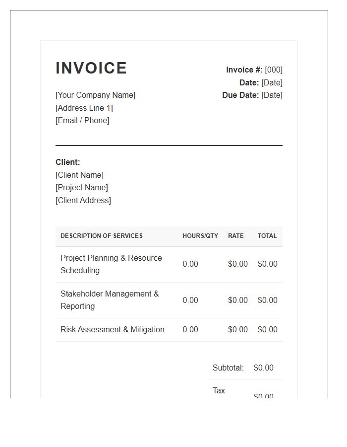 Project Management Consulting Invoice Template